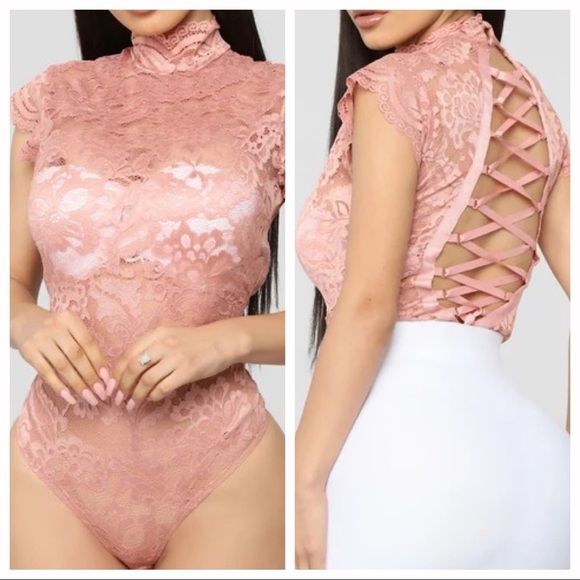 FASHION NOVA || Orchid Lace-Up Strappy Bodysuit in Blush - SZ XS 🌸NWOT🌸 - Picture 3 of 9